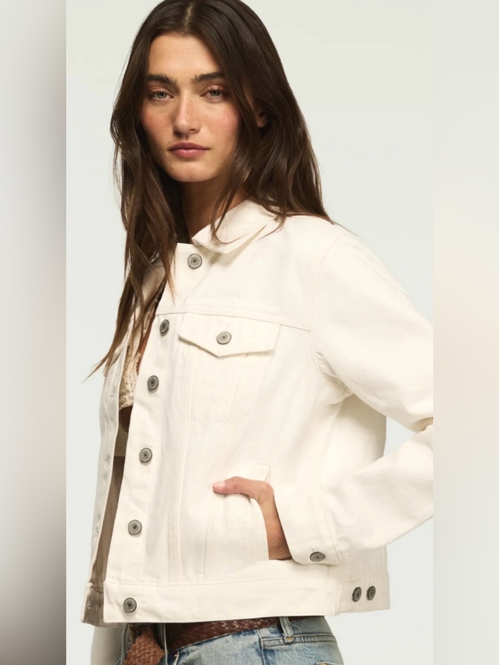 Lucky Brand Tomboy Trucker White Denim Jacket Medium